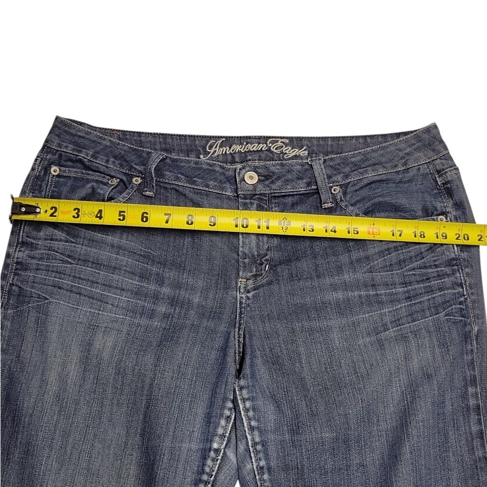 Y2K American Eagle Women Dark Wash Denim True Boot Size 16 Mid Rise Preowned - Picture 8 of 13